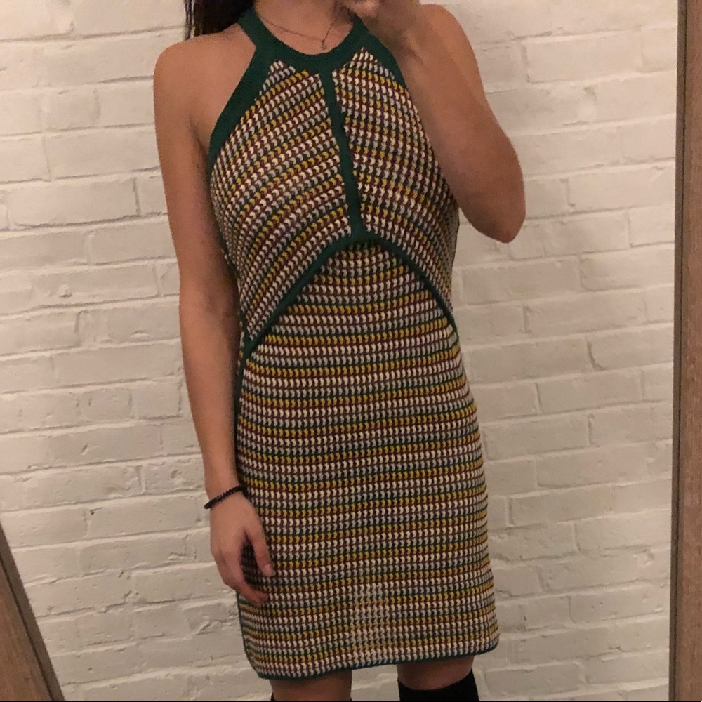 NWT Zara colorful crochet knit dress high neck